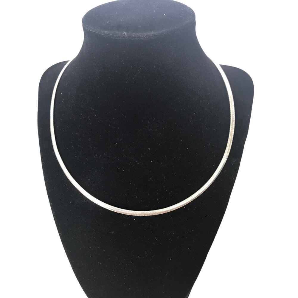 Silver Tone Omega Chain Necklace Minimalist Choker Women's Jewelry